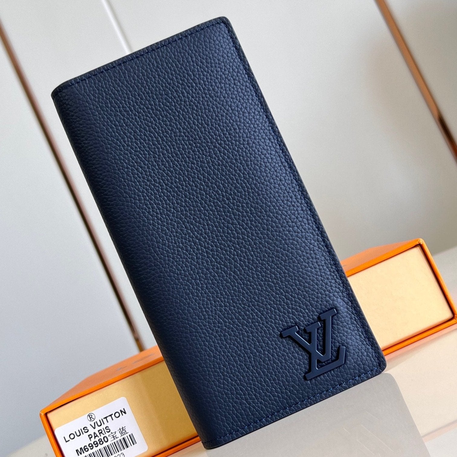 BRAZZA WALLET AEROGRAM 19CM BLUE CALFSKIN