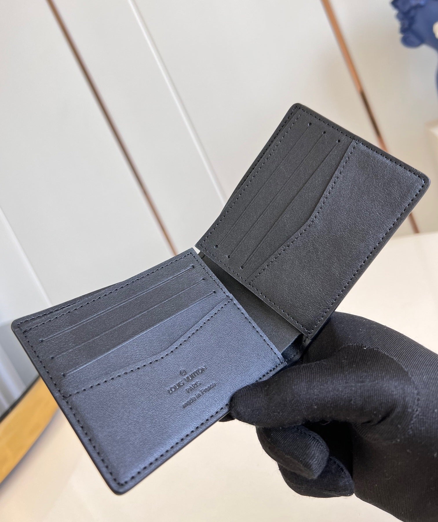 MULTIPLE WALLET 10CM BLACK CALFSKIN