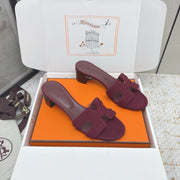 HM 26ss Oran Sandals 50 Burgundy Suede Sheepskin 625144