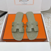 HM 26ss Oran Sandals Soft Olive Ostrich Leather 625107