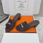 HM 26ss Oasis Sandals 50 Dark Brown Suede Cowhide 625182