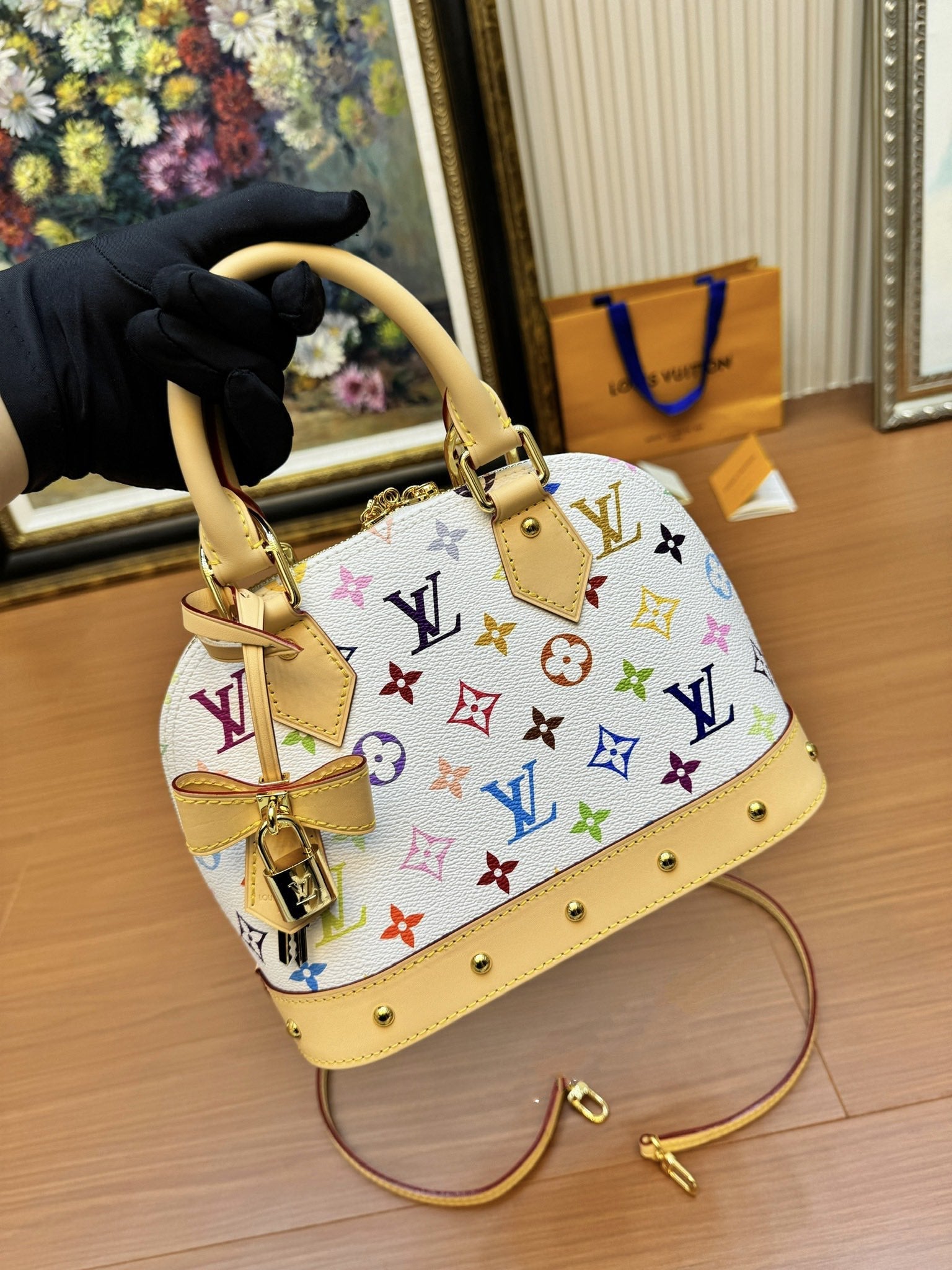 LV Alma BB 23cm White Multicolore Monogram Canvas 206011
