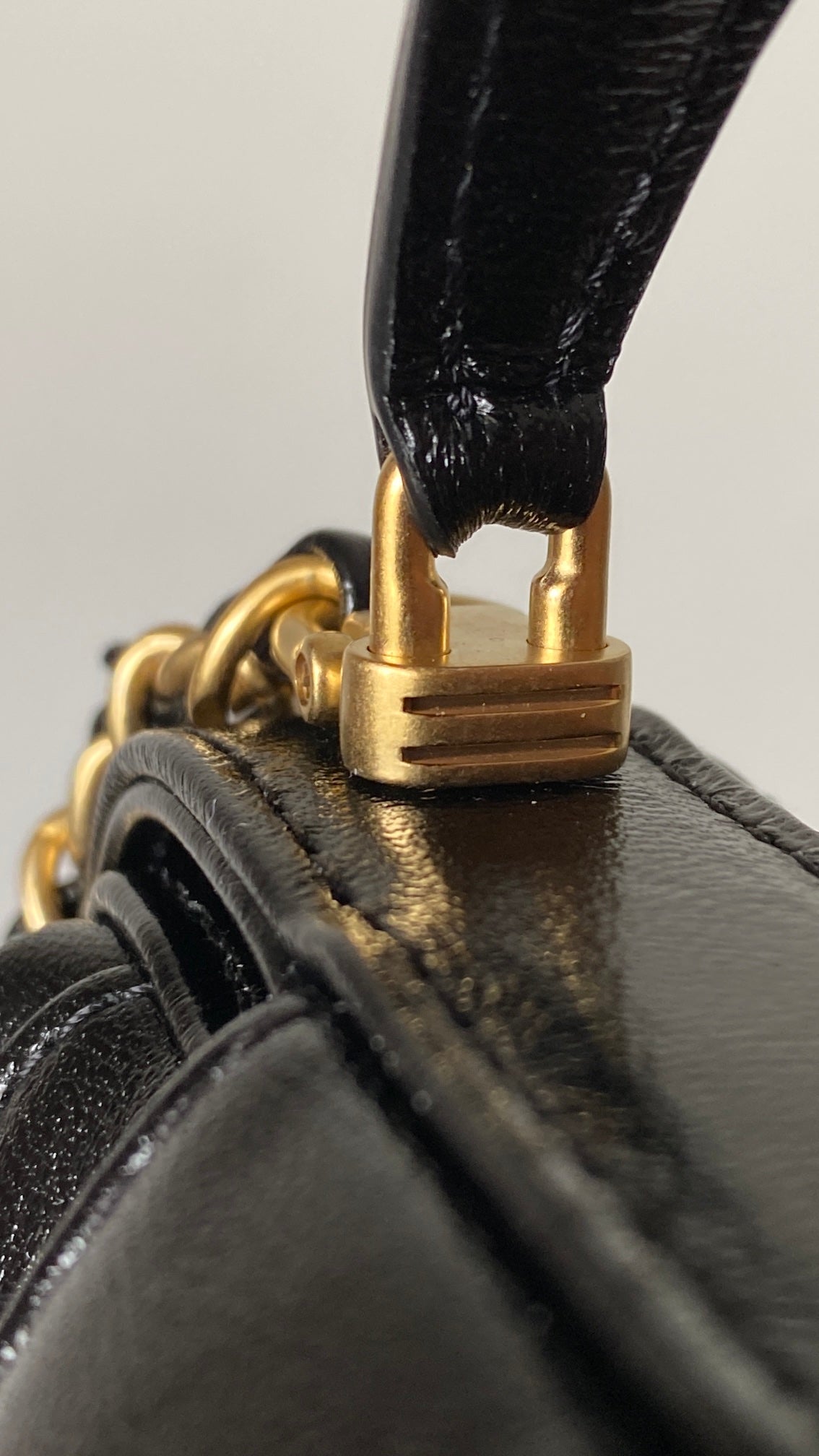 Chanel 25 Mini Bag Black Gold Quilted Lambskin