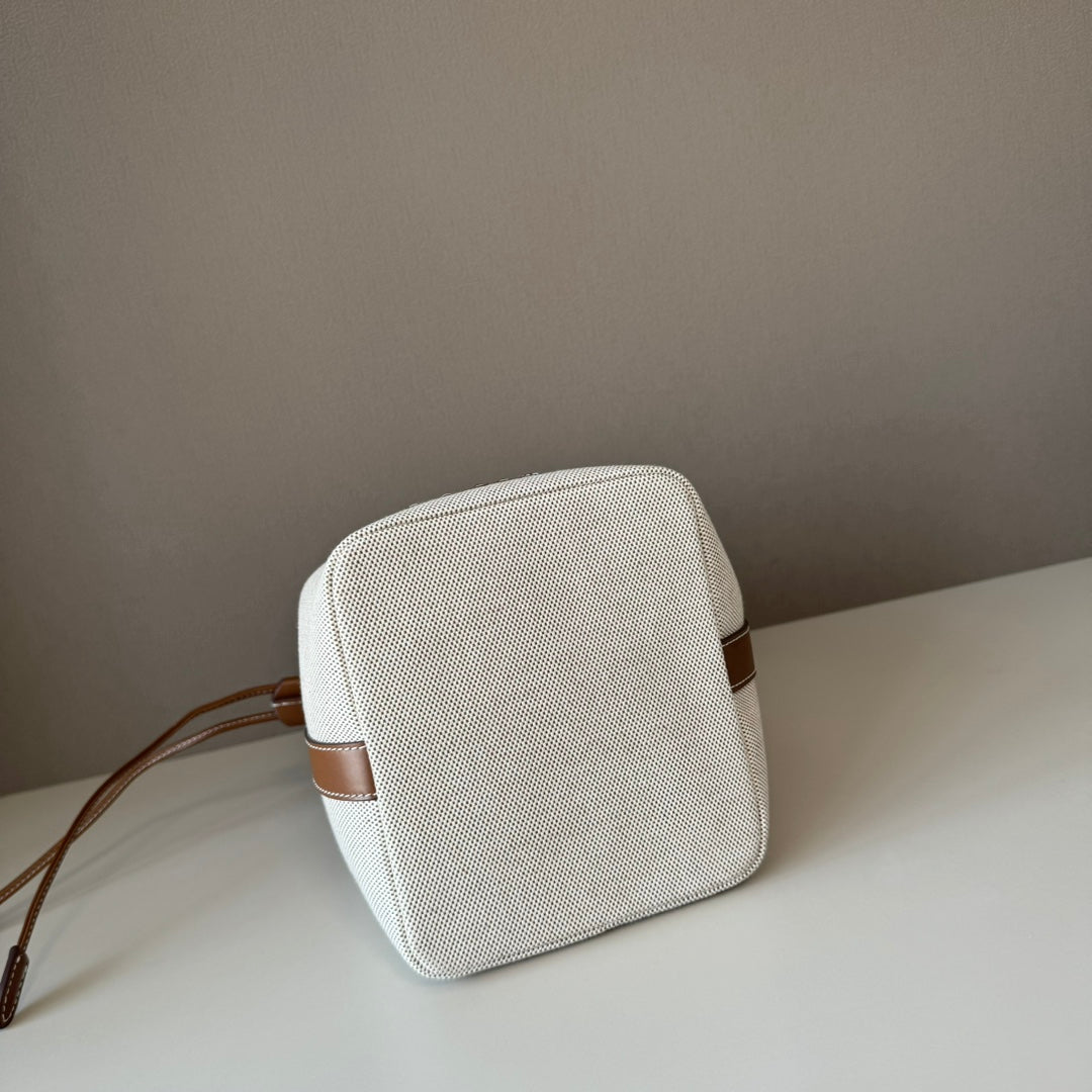 MiuMiu bucket bag white brown denim