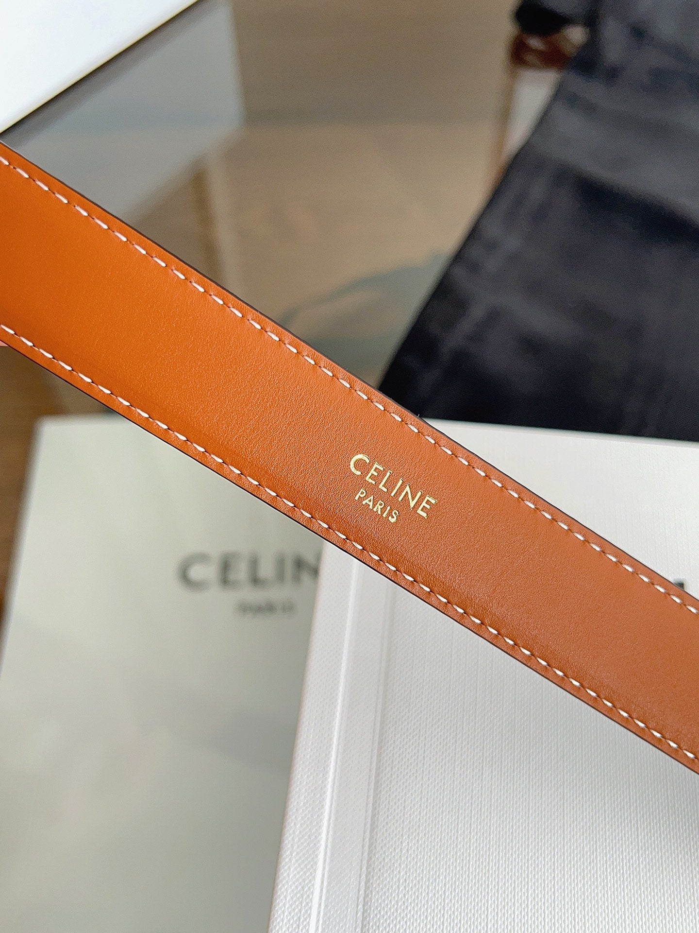 CL Black 25mm Triomphe Enamel Saddle Dark Brown Monogram Cowhide  615275