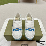 GG WOMEN'S SCREENER TRAINER WHITE AND BLUE CALFSKIN