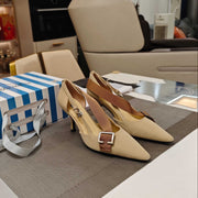 PRA 26S High Heel Pump 70 Beige Brown Canvas 630559