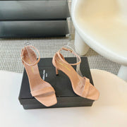 SL SQUARE-TOED HIGH HEELS BISQUE CALFSKIN