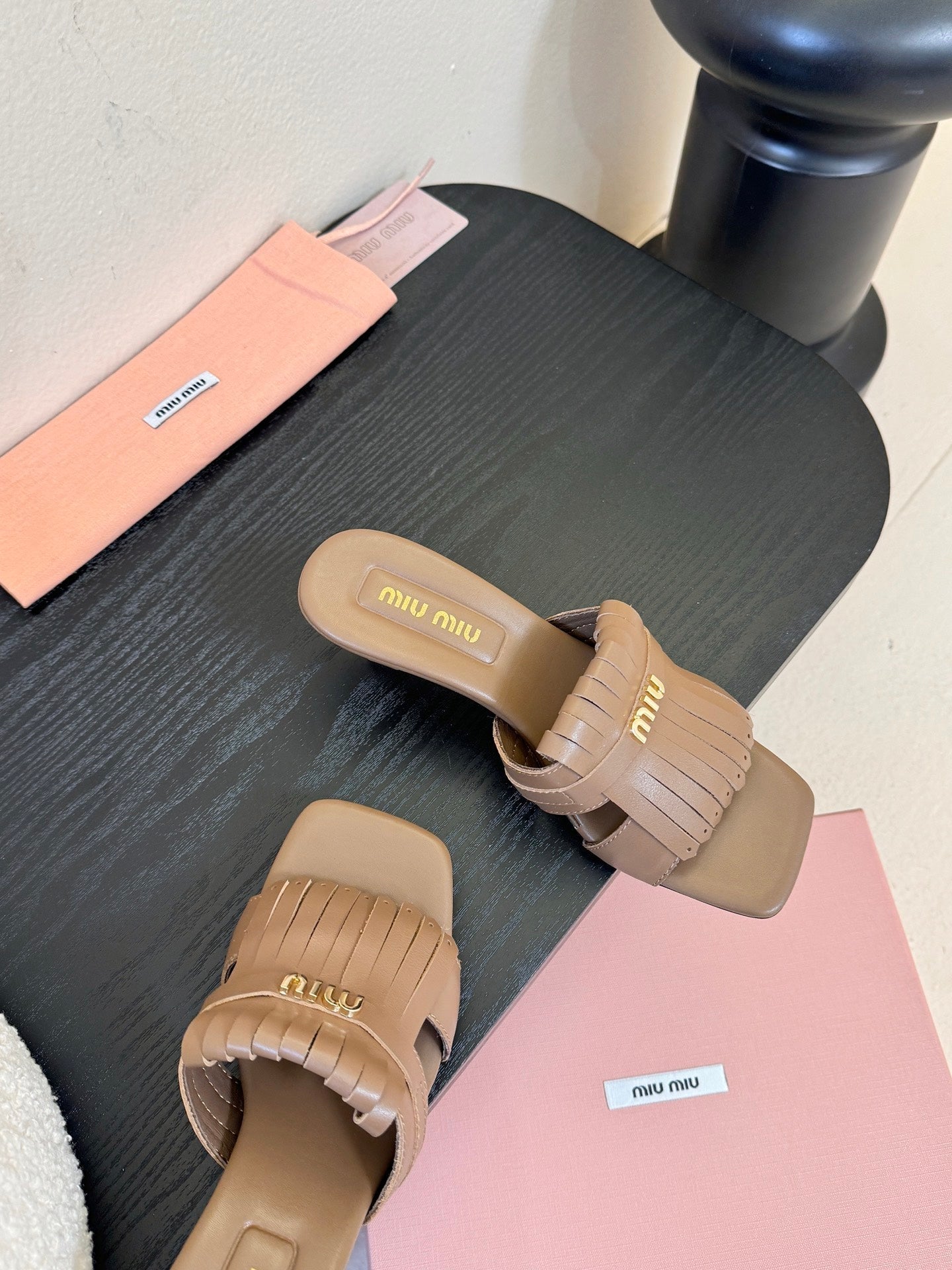 MIU 26ss High Heel Sandals 50 Brown Sheepskin 627356