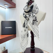 CC Square Scarf 110 CM In White Black Shunyu Qiao Silk  193840