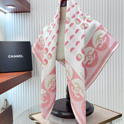 CC Square Scarf 90 CM In White Mix Pink Silk Twill  206464