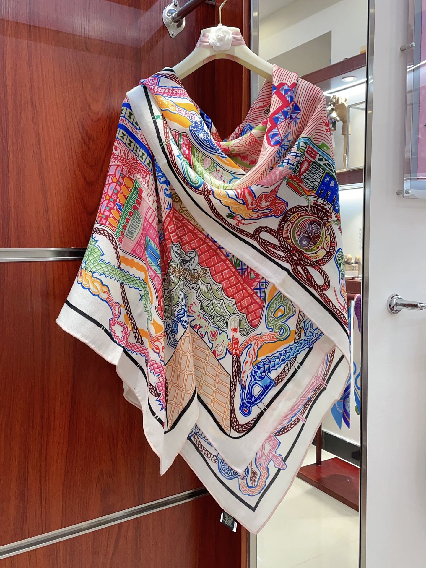 Gavroche Super Silk Quest Détail Scarf 140 CM In Colorful Cashmere 300440