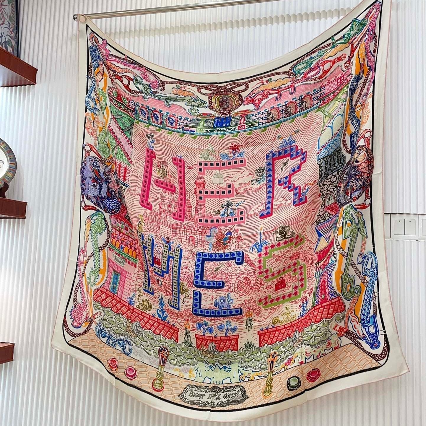 Gavroche Super Silk Quest Détail Scarf 140 CM In Colorful Cashmere 300440