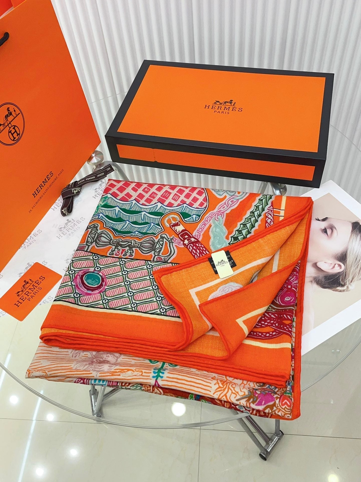 Gavroche Super Silk Quest Détail Scarf 140 CM In Colorful Cashmere 300441