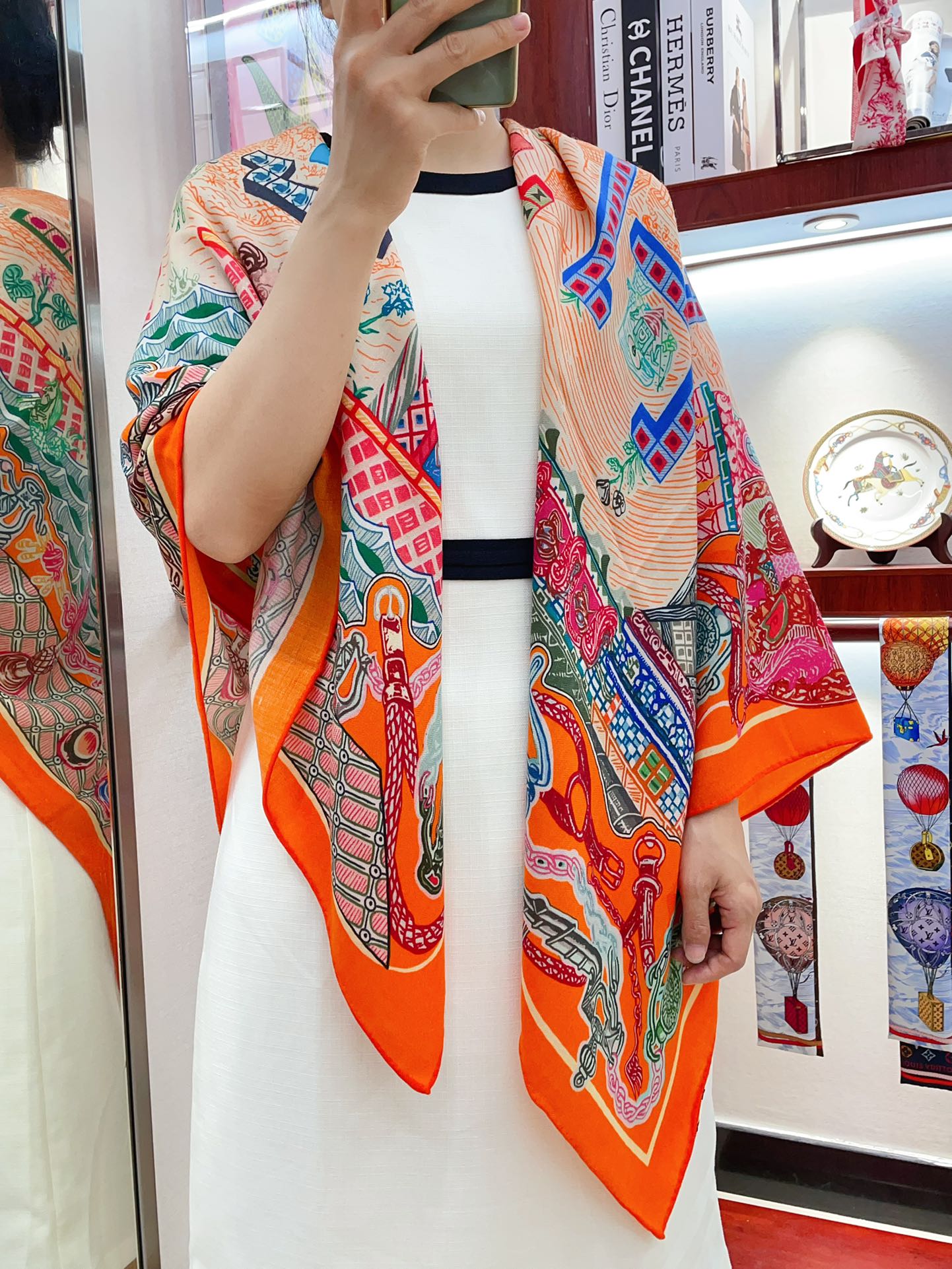 Gavroche Super Silk Quest Détail Scarf 140 CM In Colorful Cashmere 300441