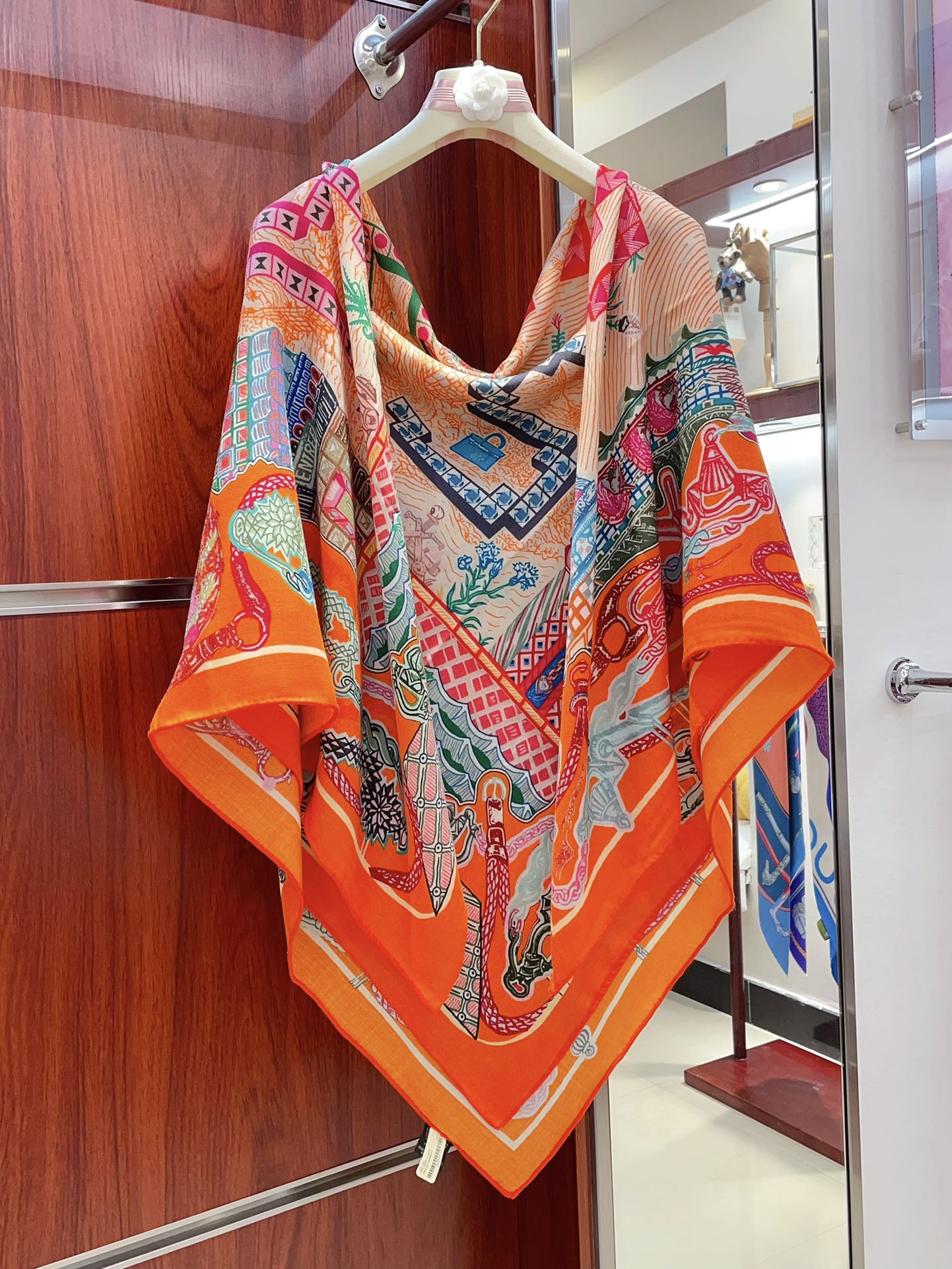 Gavroche Super Silk Quest Détail Scarf 140 CM In Colorful Cashmere 300441