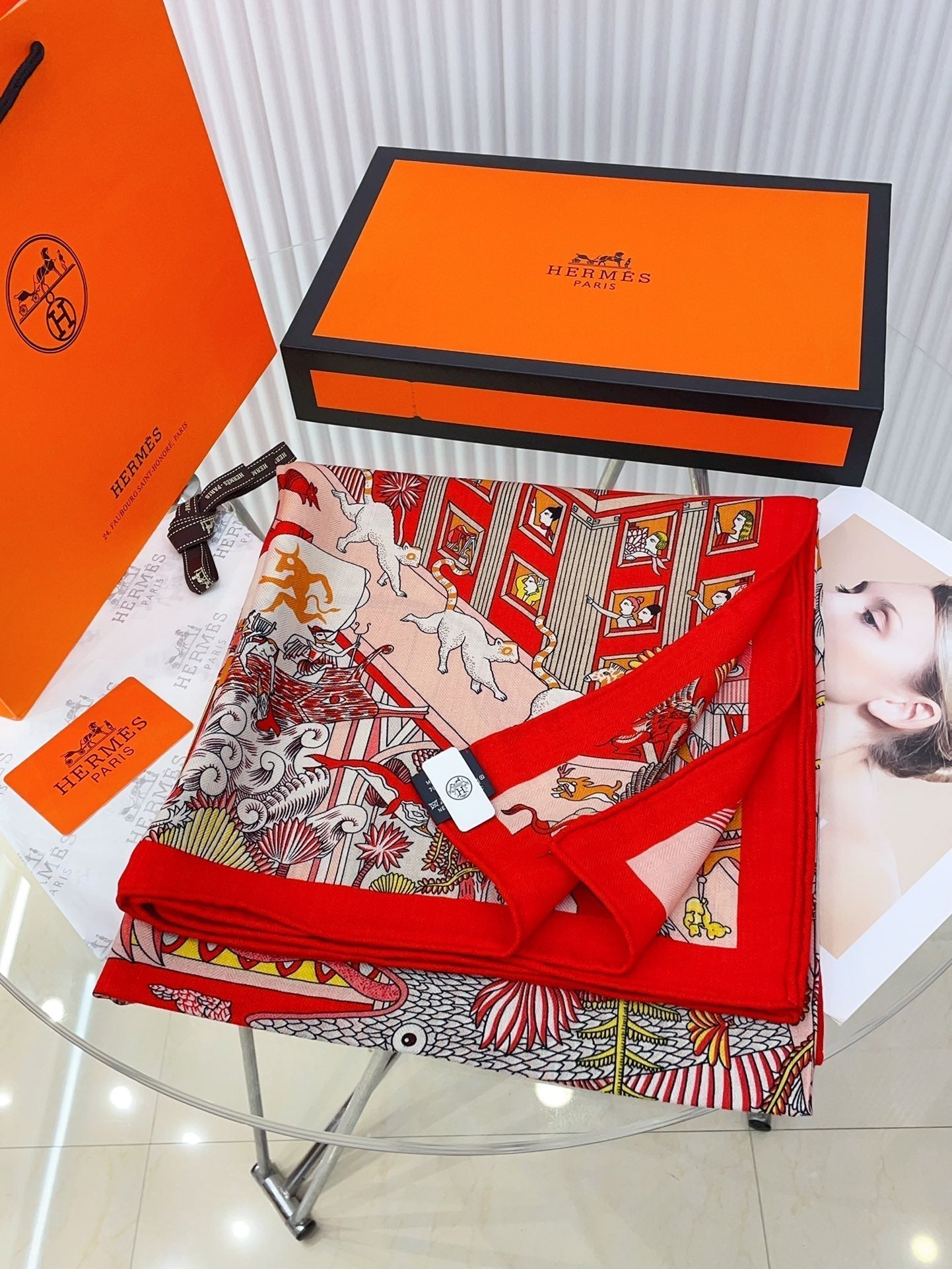 Animapolis Scarf Limited Edition 140 CM In Colorful Cashmere And Silk 306573