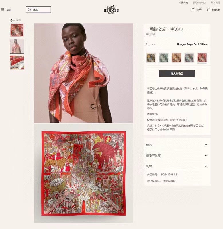 Animapolis Scarf Limited Edition 140 CM In Colorful Cashmere And Silk 306573