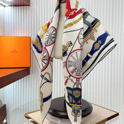 Stately Wheels Scarf 90 CM White Colorful Silk Twill 312874