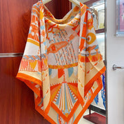 Haute Parure Scarf 135 CM In Orange Colorful Cashmere And Silk 324754