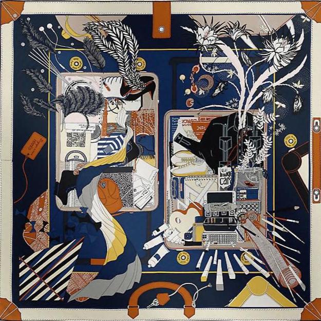 BAGAGE A MAIN SCARF 90 CM IN COLORFUL SILK 388143