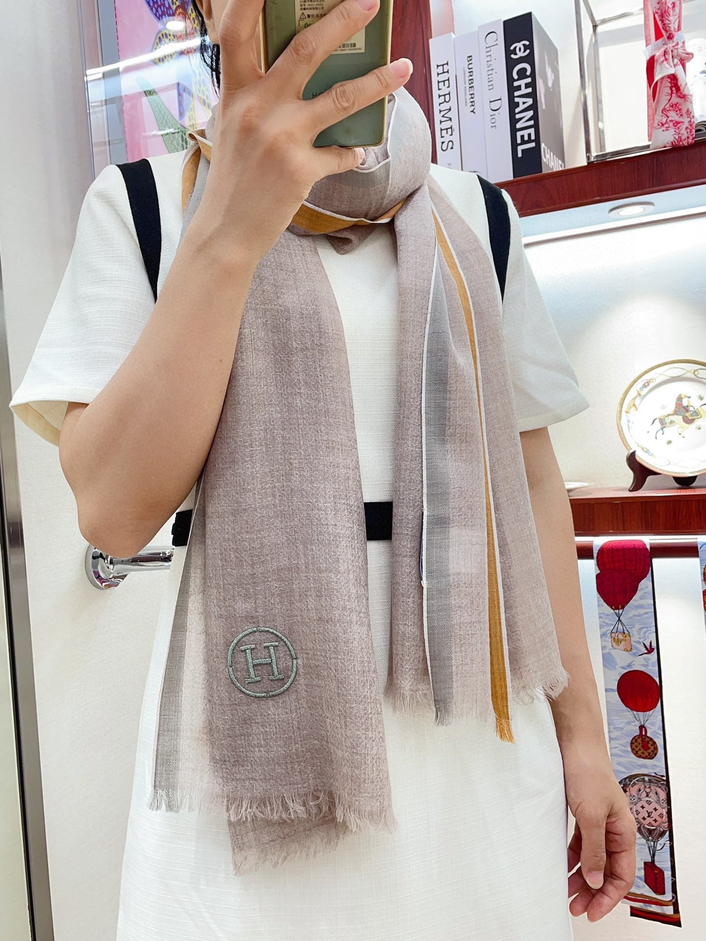 SCARF 180 CM IN CAMEL BROWN CASHMERE 388146