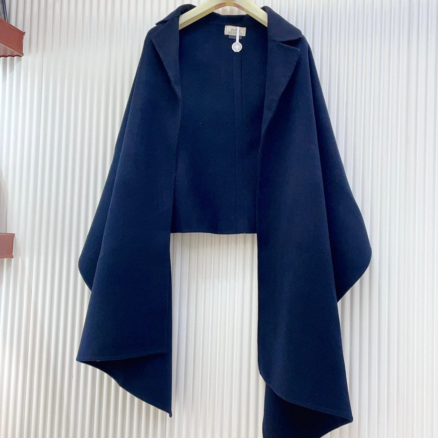 TROMPE L'OEIL STOLE IN NAVY BLUE CASHMERE