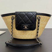 Chanel 2026 Shopping Bag 34cm Straw Lambskin