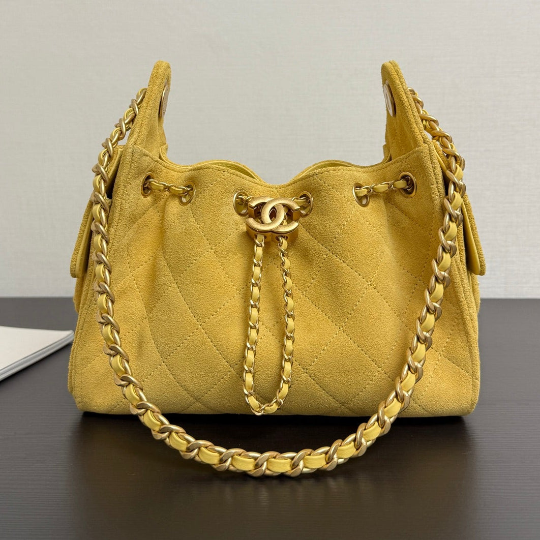 Chanel 2026 Hobo Bag 22cm Yellow Suede