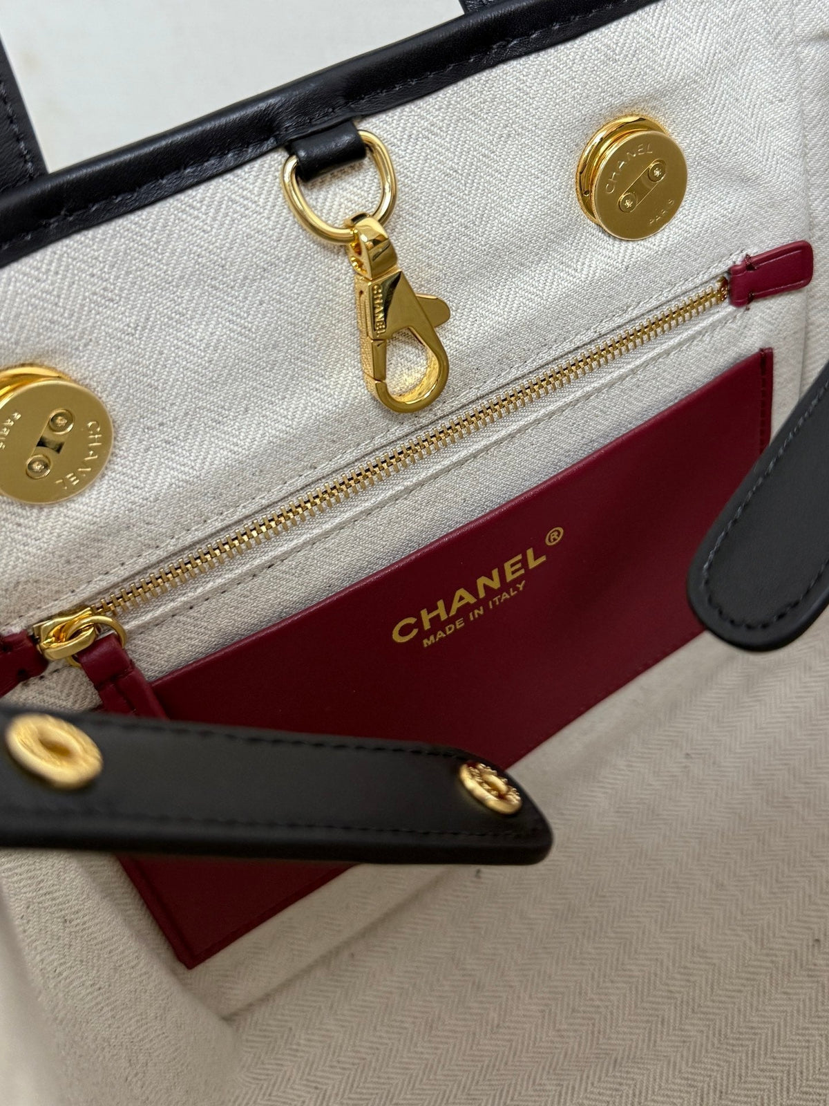 Chanel 2026 Mini Tote Bag 21cm Black Canvas Leather