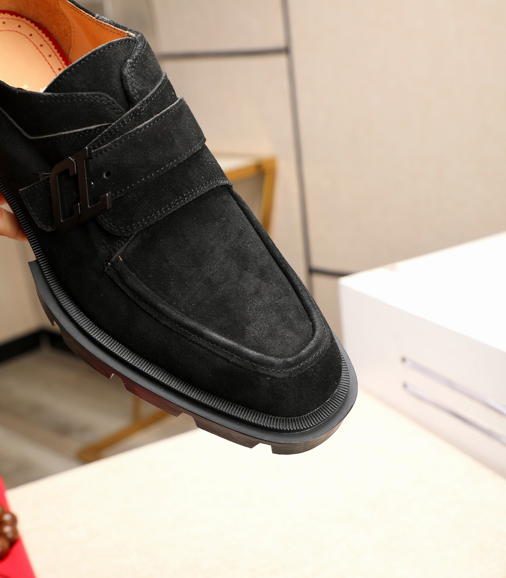 cl our georges loafer black suede leather