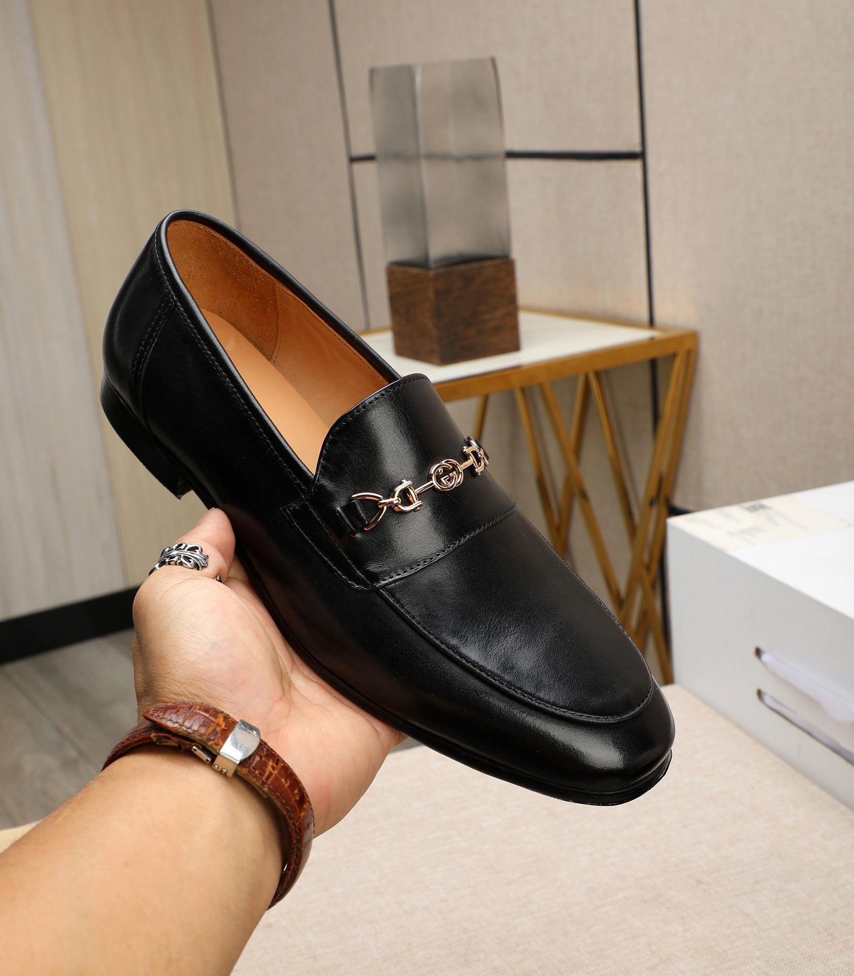 GG Men's Loafer Black Cowhide 526009