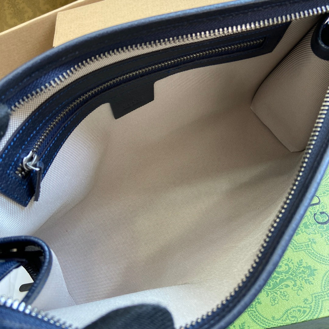 OPHIDIA GG POUCH 28 BLUE AND DARK BLUE CANVAS