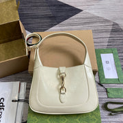 JACKIE SMALL SHOULDER BAG 27 IN WHITE CRACKED LACQUER CALFSKIN GOLD HARDWARE