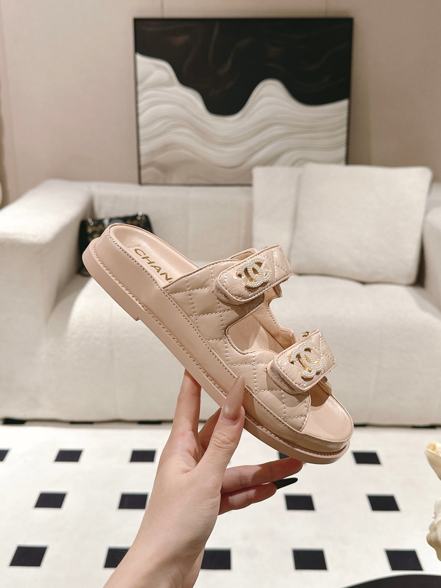 CC 25 Dad Sandal Mule Putty Pink Patent Leather 237579