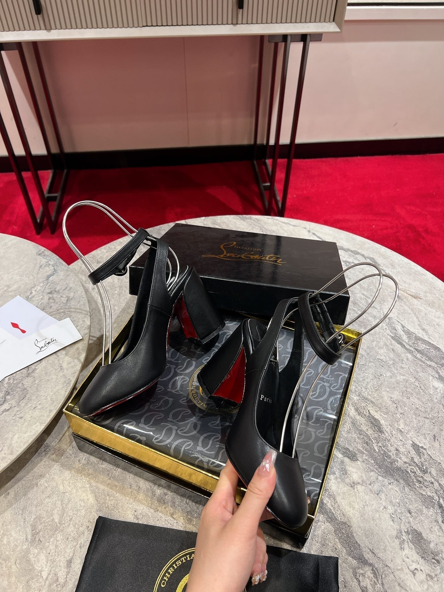 CL Miss Sab Sling Pumps 85mm Nappa Leather Black