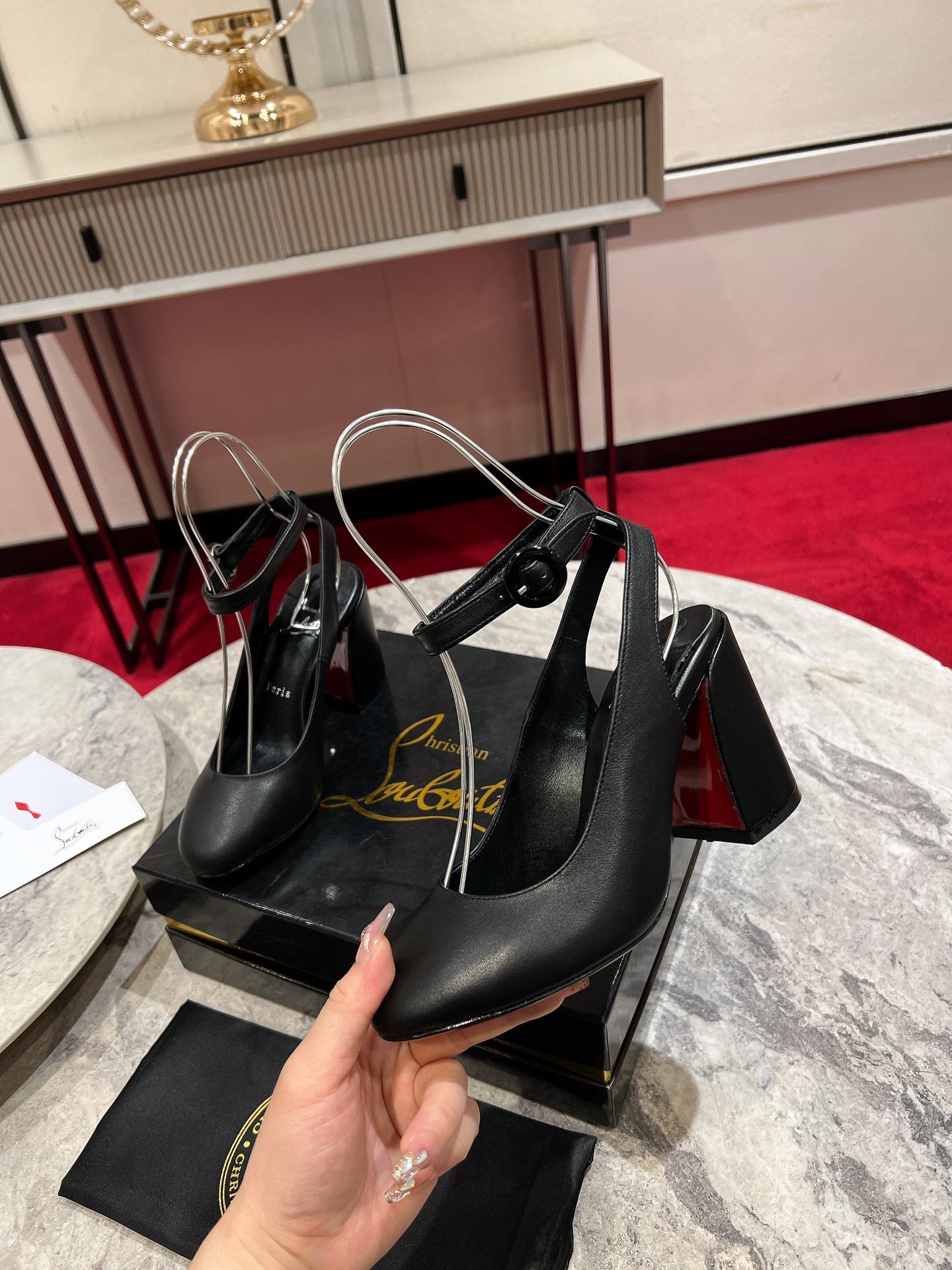 CL Miss Sab Sling Pumps 85mm Nappa Leather Black