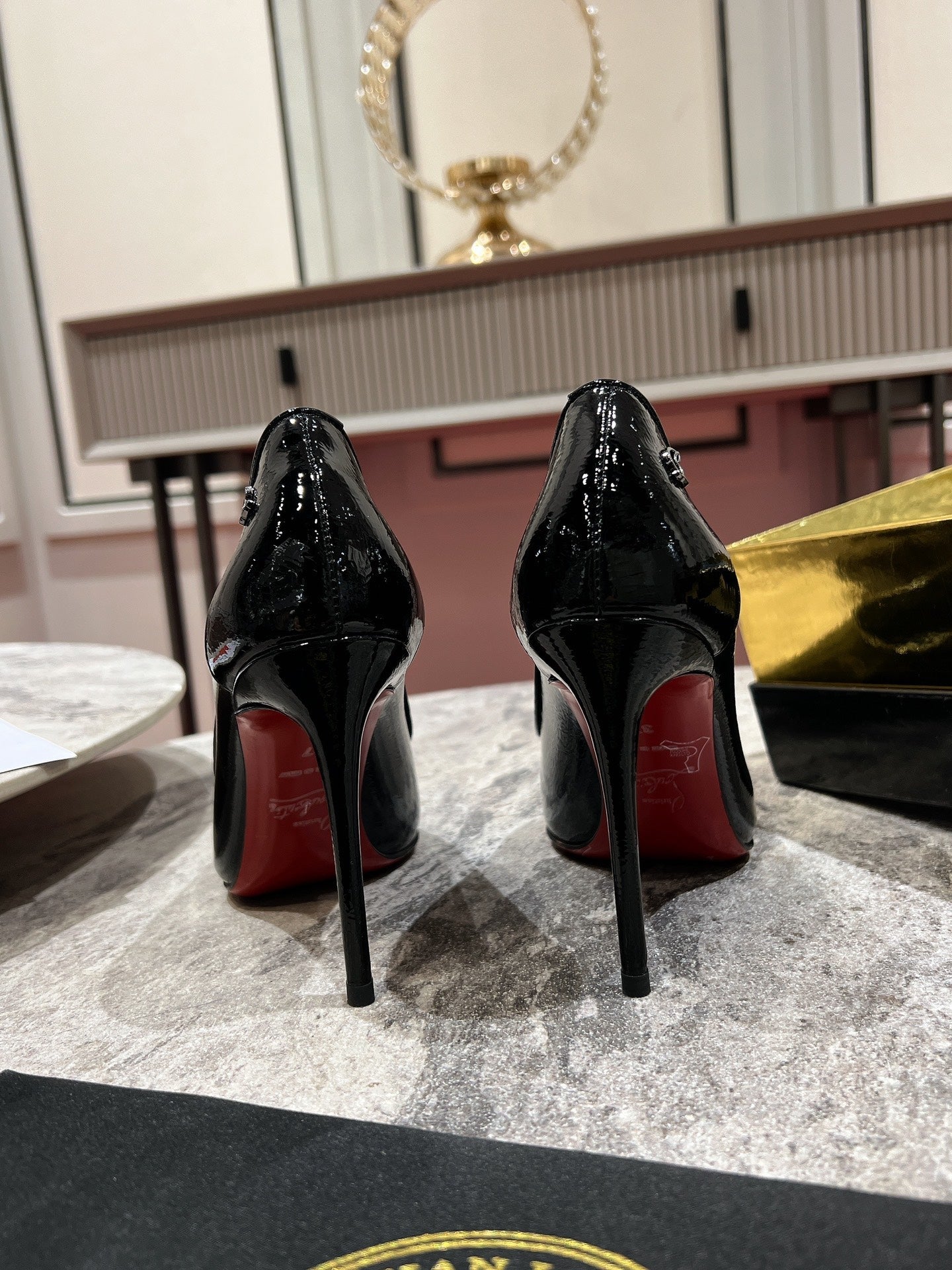 Cl Kate Pump Black Red Patent Calfskin