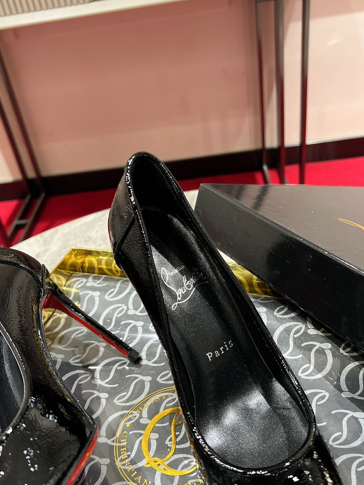 Cl Kate Pump Black Red Patent Calfskin