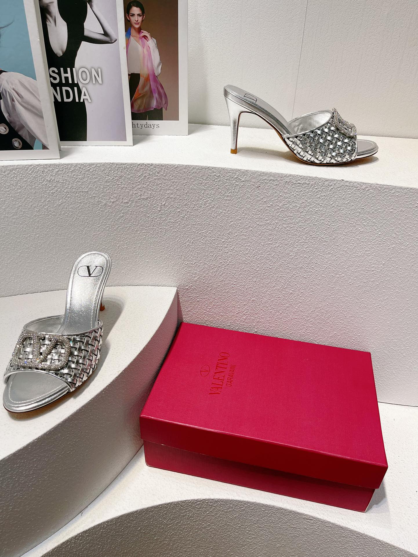 VT High Heeled Sandals Silver  Sheepskin 292798