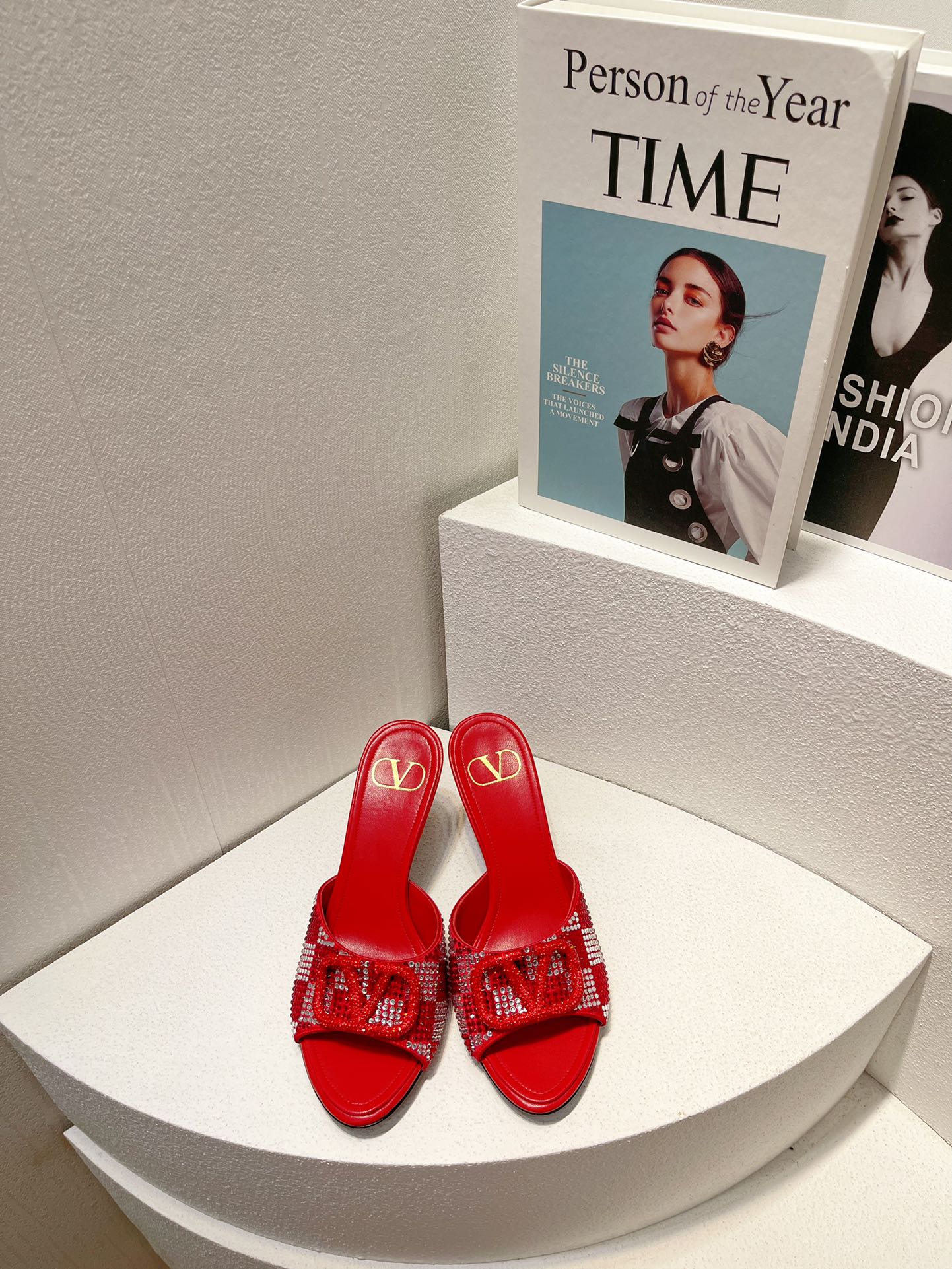 VT High Heeled Sandals Cherry Red  Sheepskin 292838