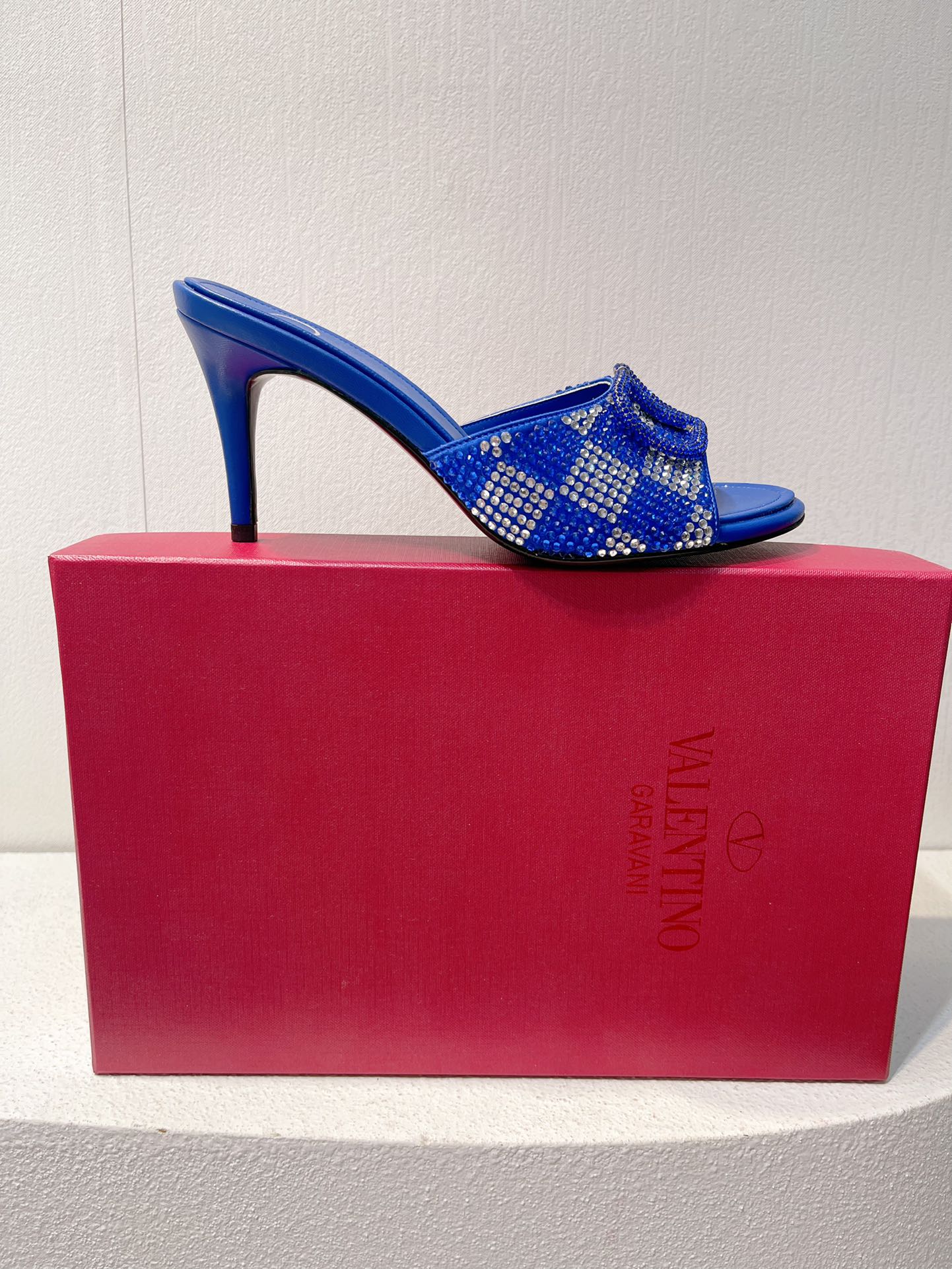 VT High Heeled Sandals Blue Sheepskin 292839