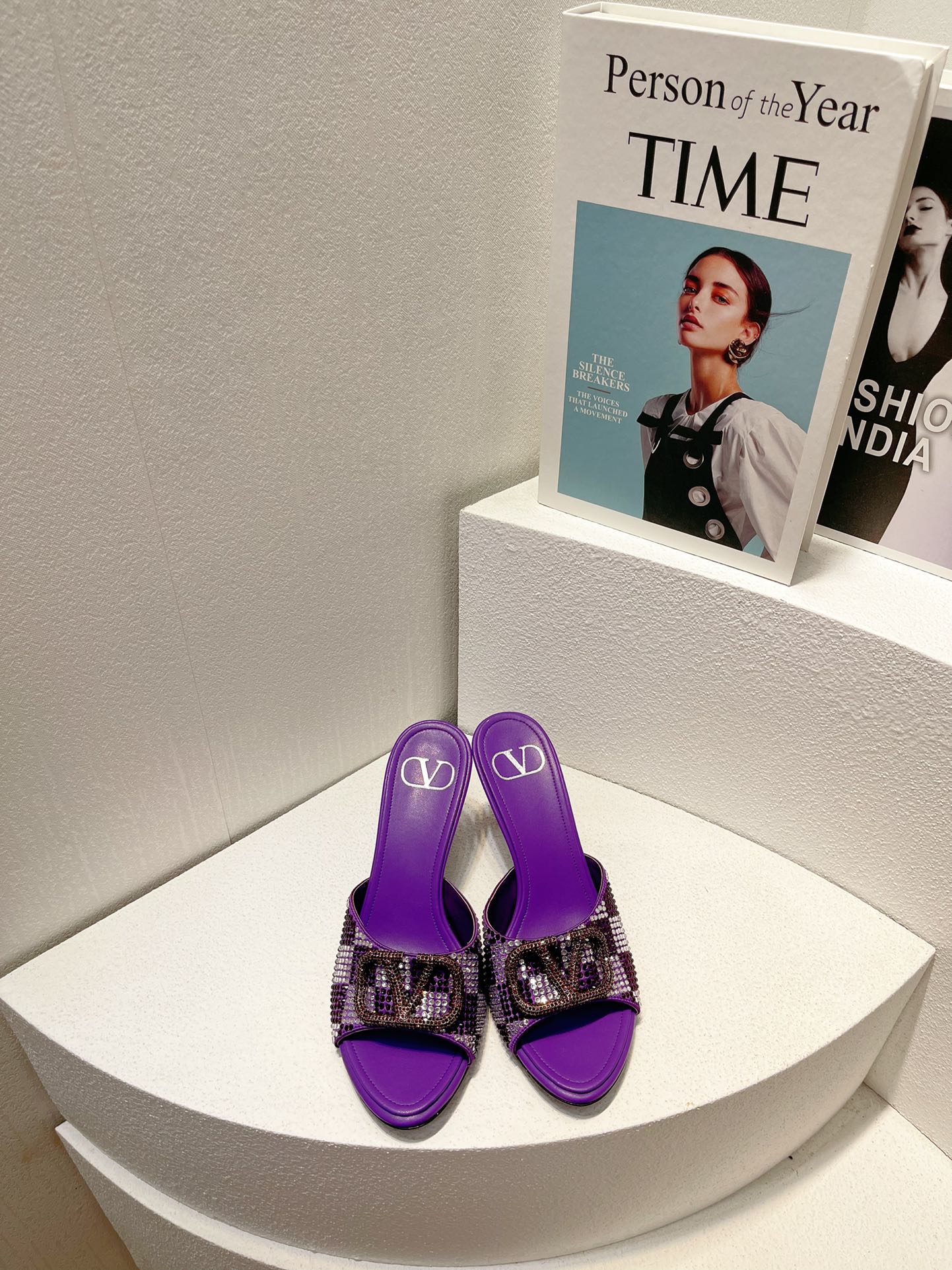 VT High Heeled Sandals Purple Sheepskin 292841