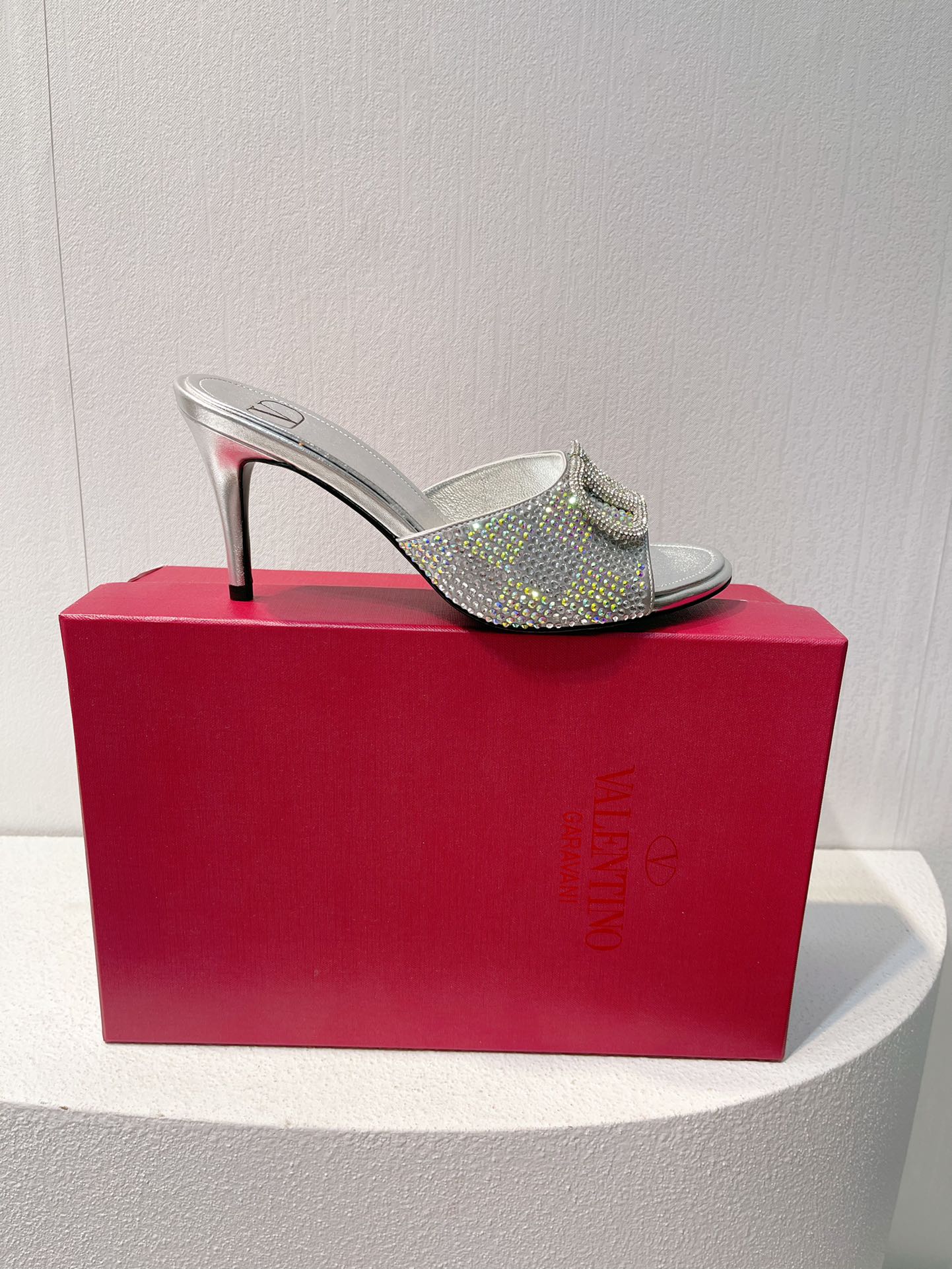 VT High Heeled Sandals Silver Sheepskin 292844