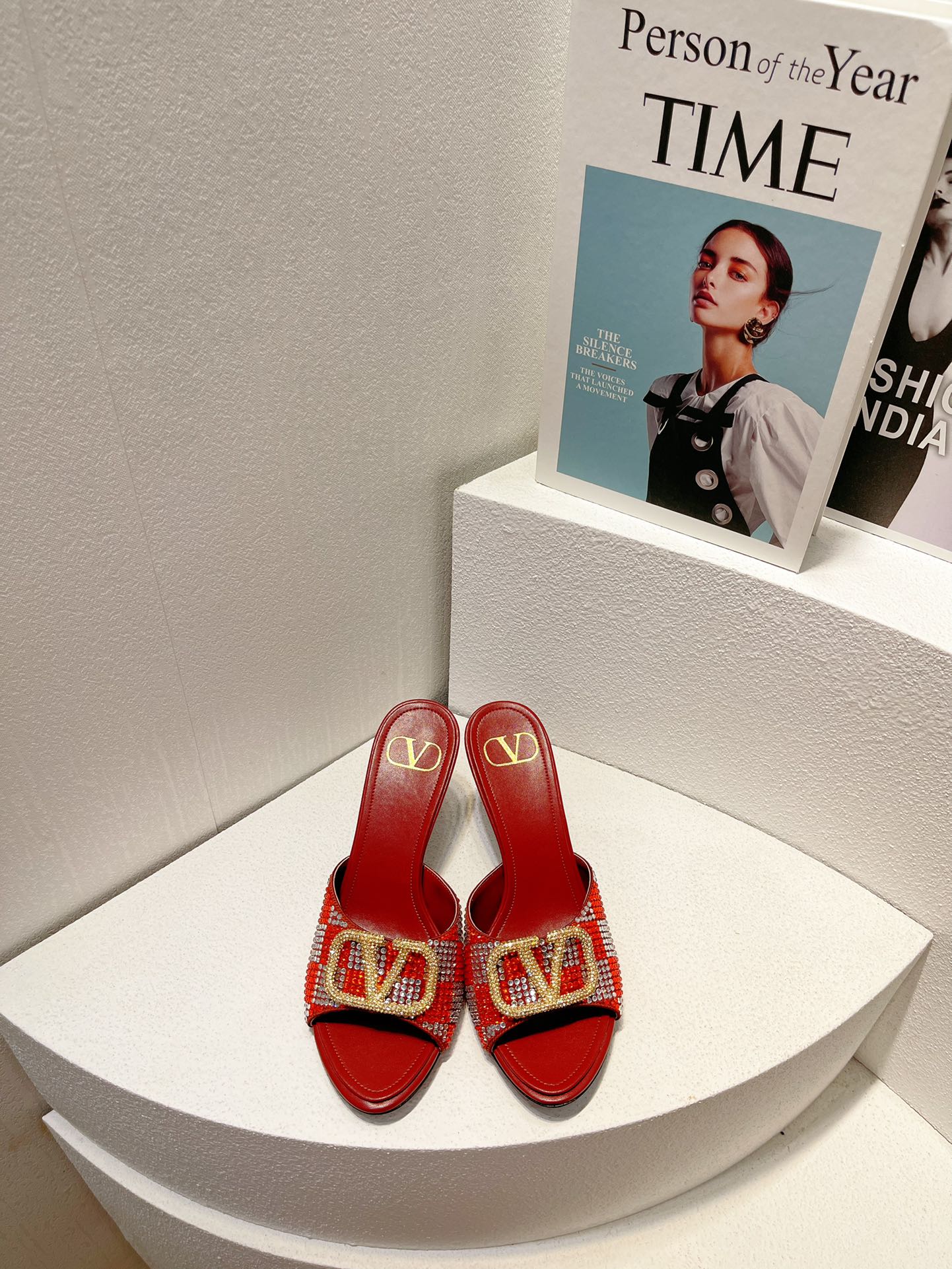 VT High Heeled Sandals Red Sheepskin 292849