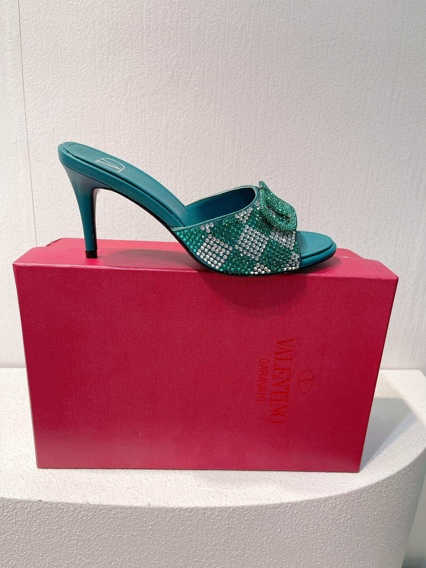 VT High Heeled Sandals Emerald Green Sheepskin 292850