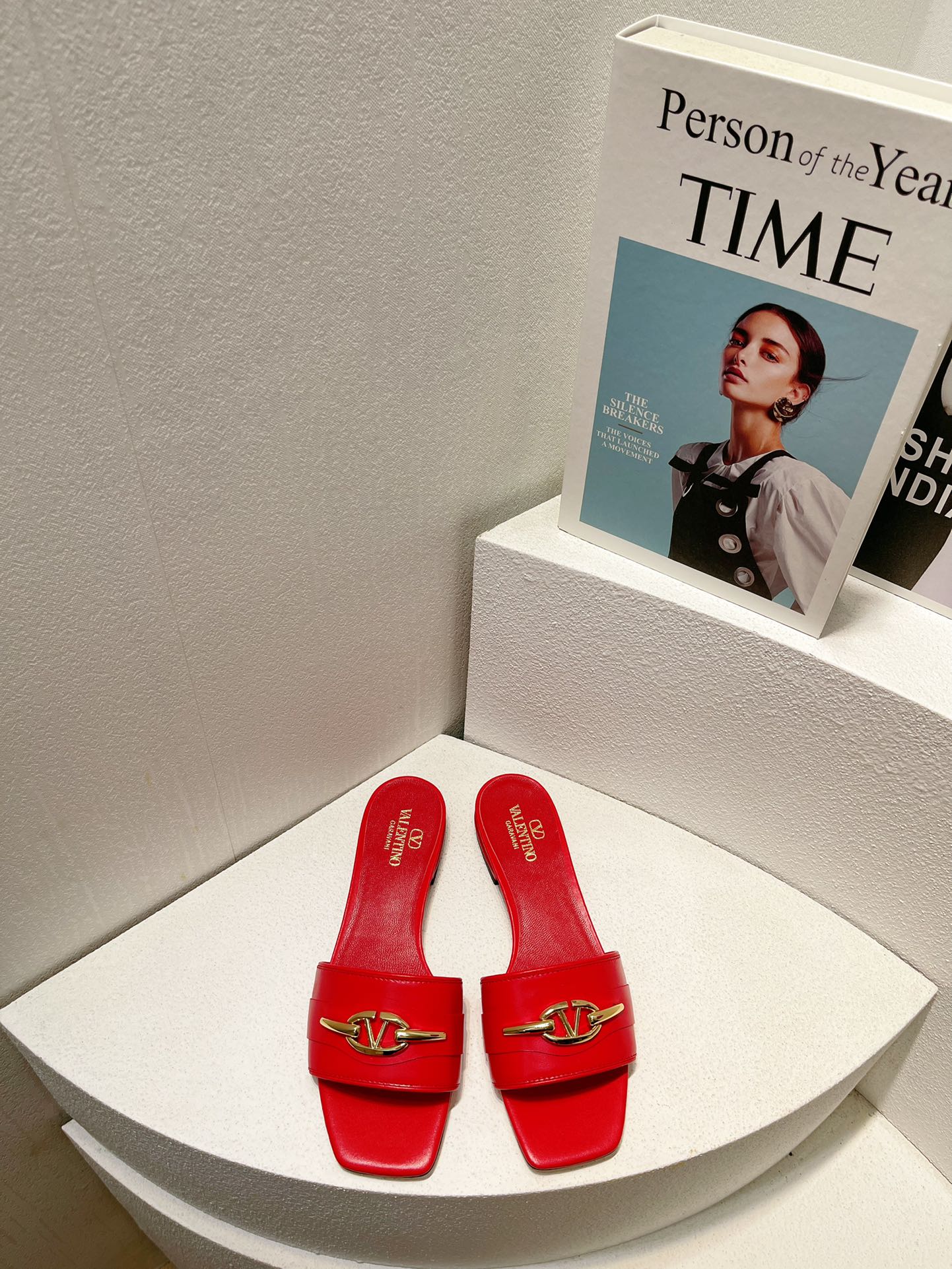 VT Moon Slides in Leather Red Cowhide 292859