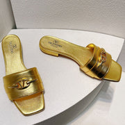 VT Moon Slides in Leather Gold Cowhide 292862