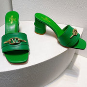 VT Leather Mules Green Cowhide 292869