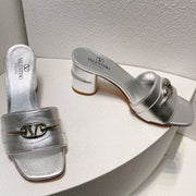 VT Leather Mules Silver Cowhide 292874